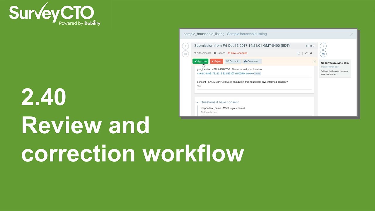 SurveyCTO 2.40 Release - Review and Correction Workflow